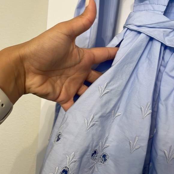 NWT Self Portrait  Cotton Broderie A-Line Mini Dress Light Blue 0 - Picture 14 of 15